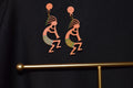 All Natural Hand Painted Both Sides Wood Studback Earring - Kokopelli
