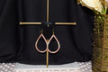 All Natural Hand Painted Both Sides Wood Dangle Earring - Pink and Silver and Gold