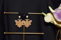 All Natural Hand Painted Both Sides Wood Dangle Earring - Golden Bee