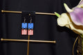 All Natural Hand Painted Both Sides Wood Dangle Earring - American Flag