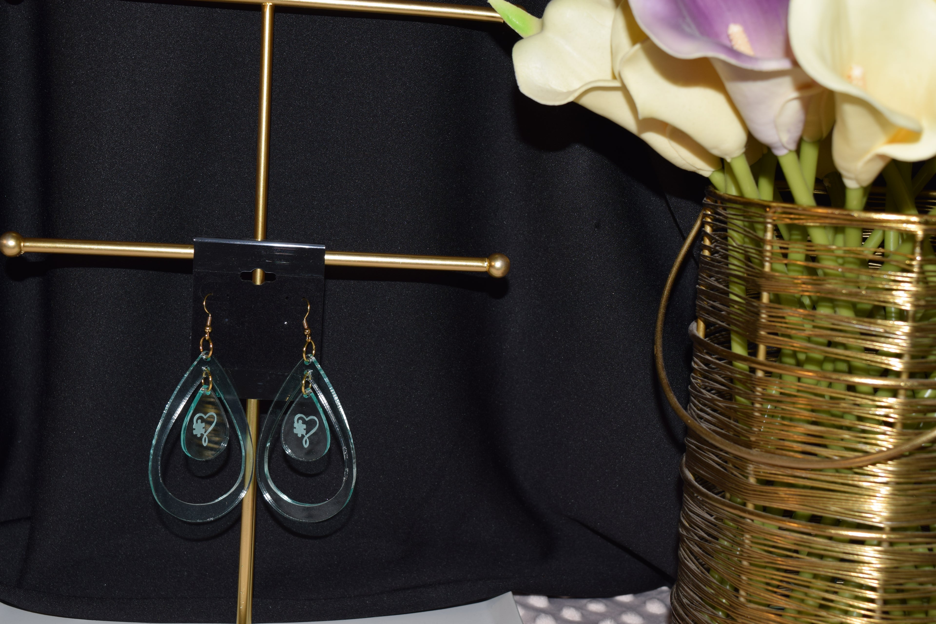 Acrylic Dangle Earring - Unique Design - Autism Strong - Autism Love