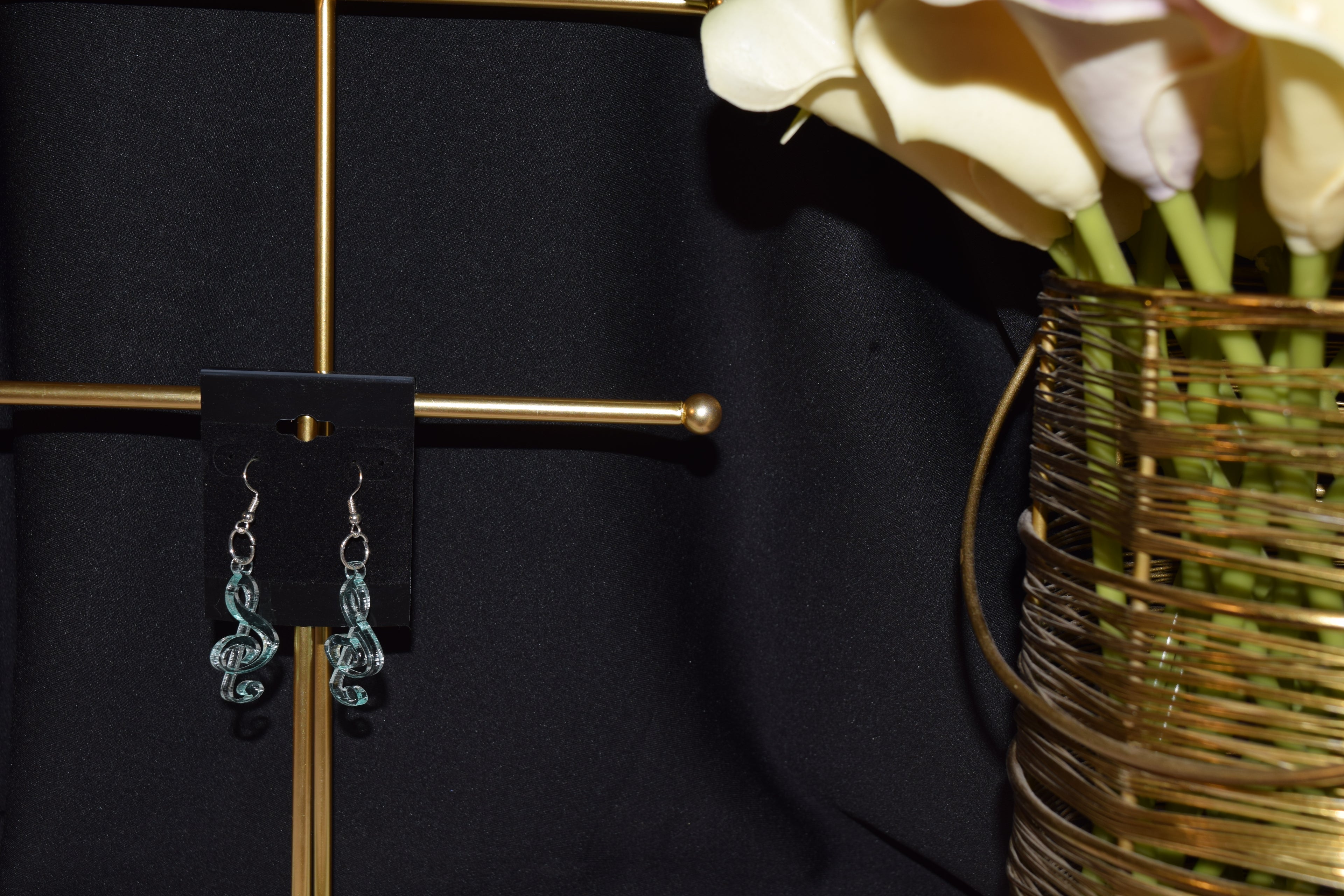 Acrylic Dangle Earring - Unique Design - Music Note