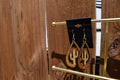 Laser Engraved Wood Hand Painted Earrings, gold or silver plated Dangle