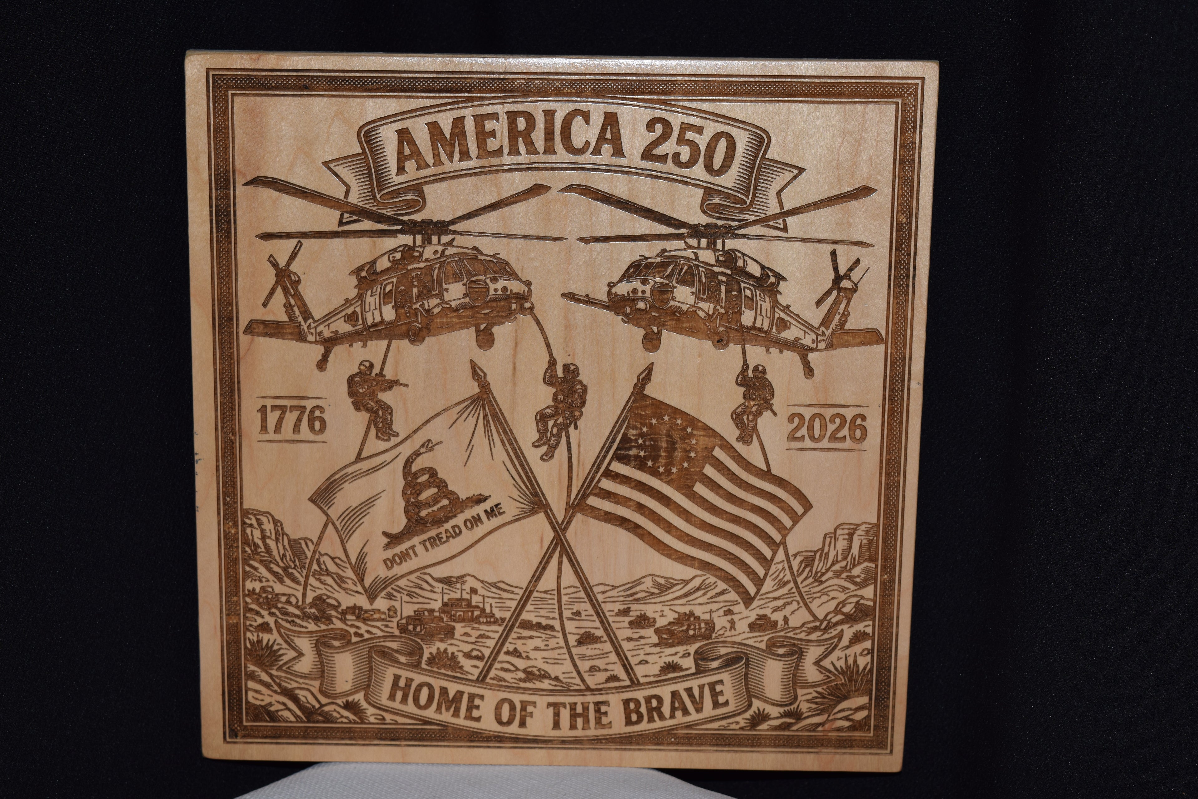 Laser Engraved Americana Wood Art Piece