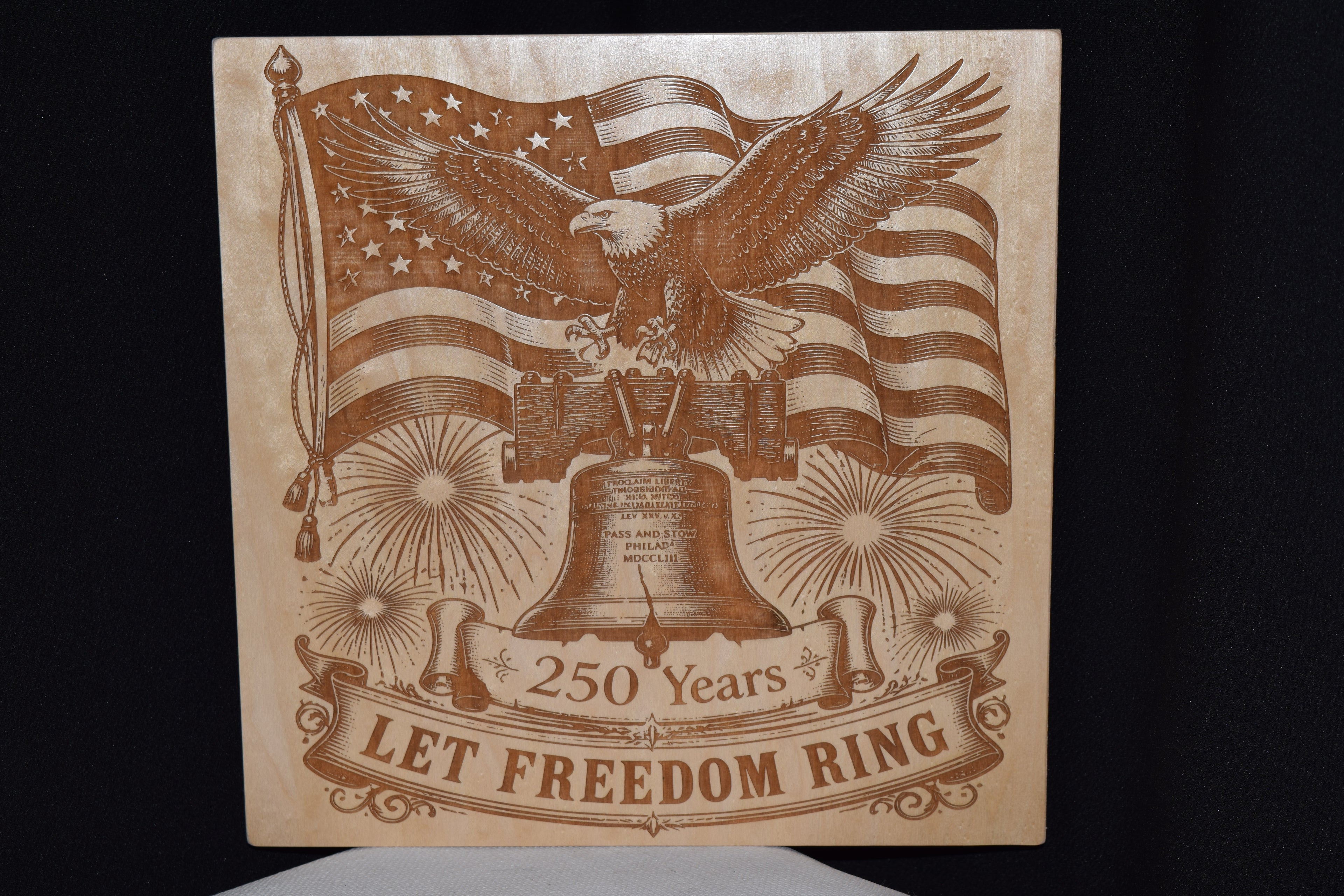 Laser Engraved Americana Wood Art Piece