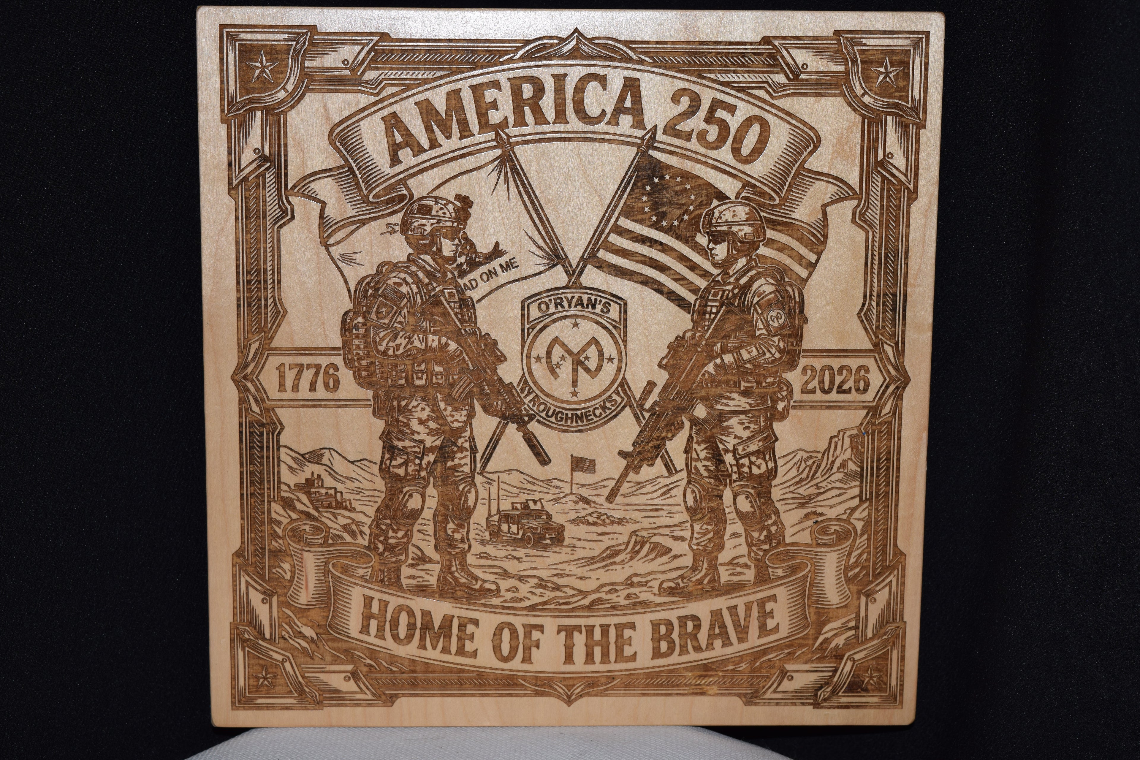 Laser Engraved Americana Wood Art Piece