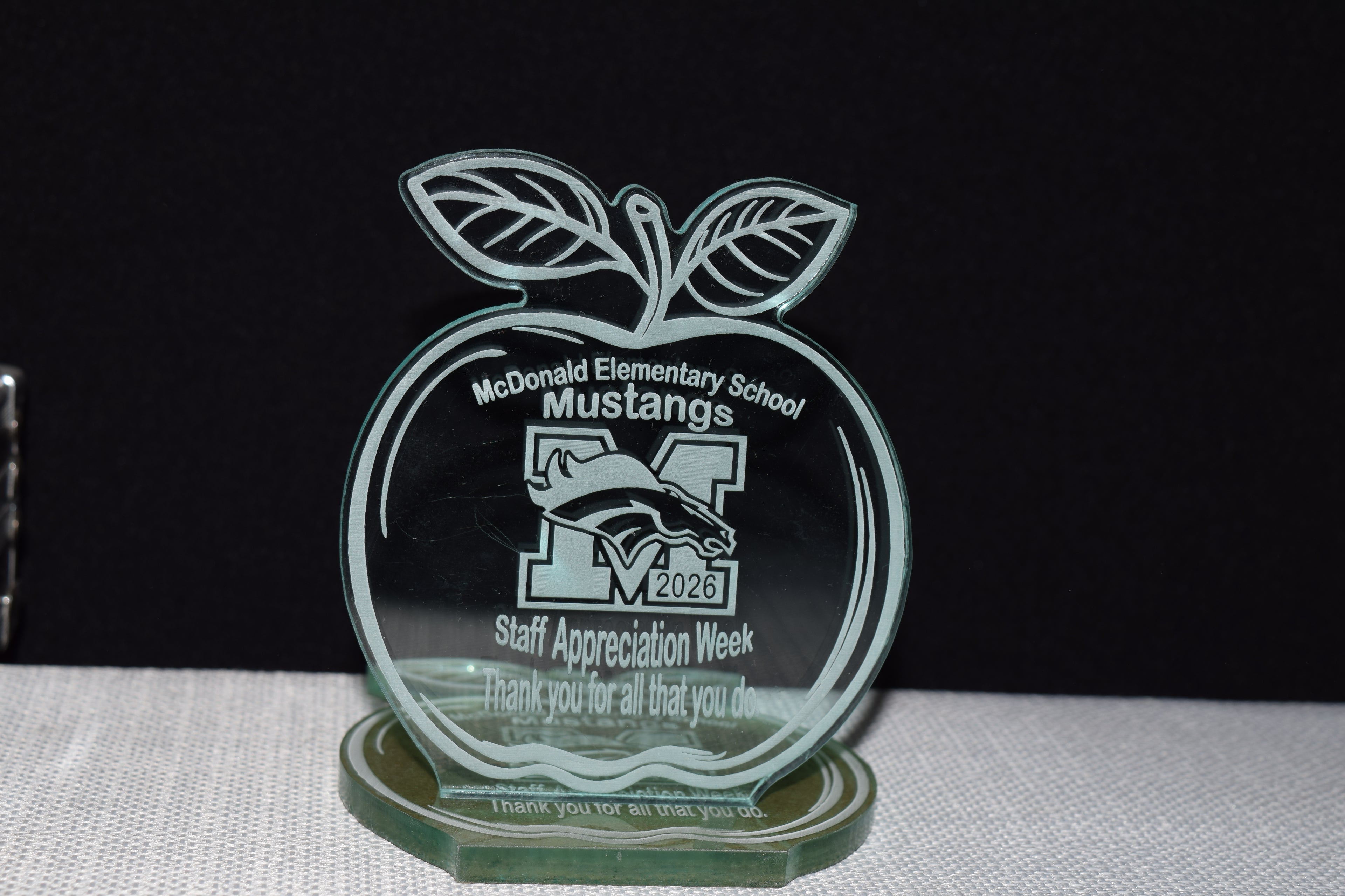 Laser Engraved Apple Acrylic Art Piece, Trophy or Commemoration Plaque