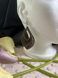 All Natural Hand Painted Both Sides Wood Dangle Earring - Mandala Style