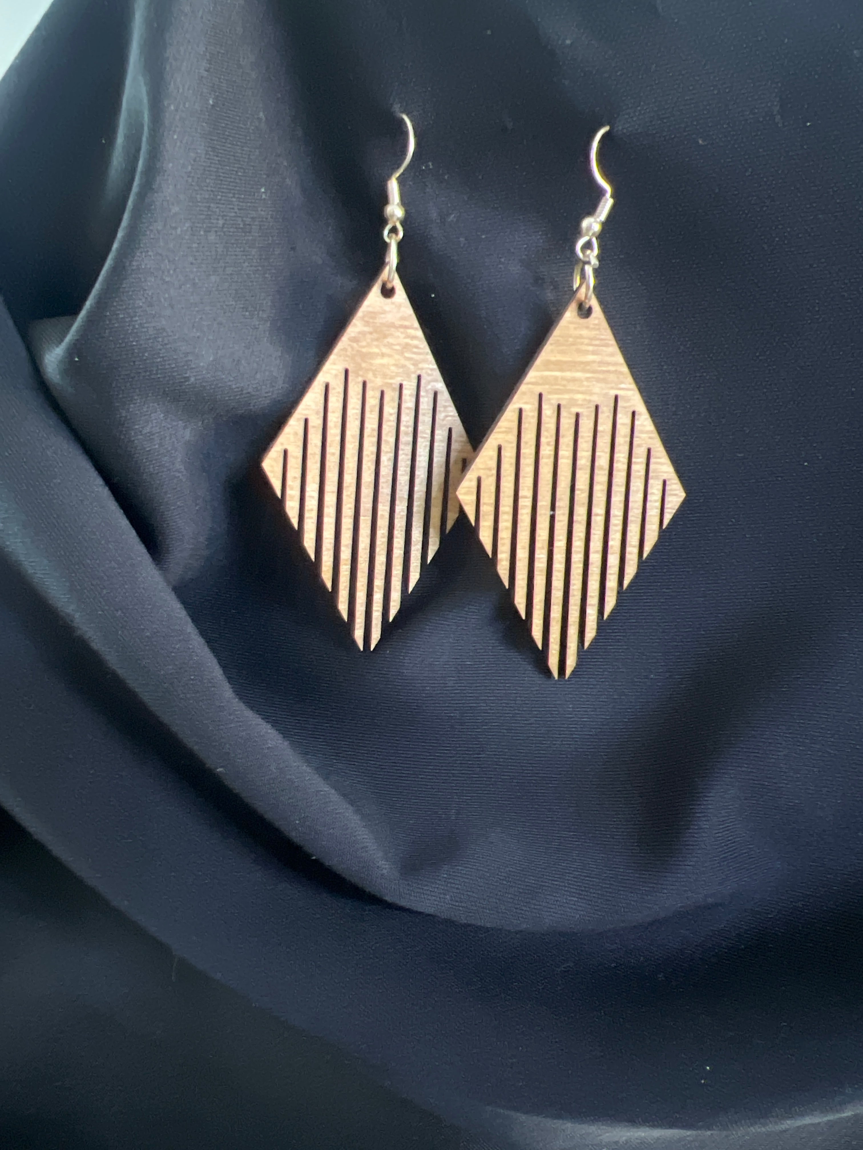 Wood Engraved Handmade Earrings All Natural - Unique Style