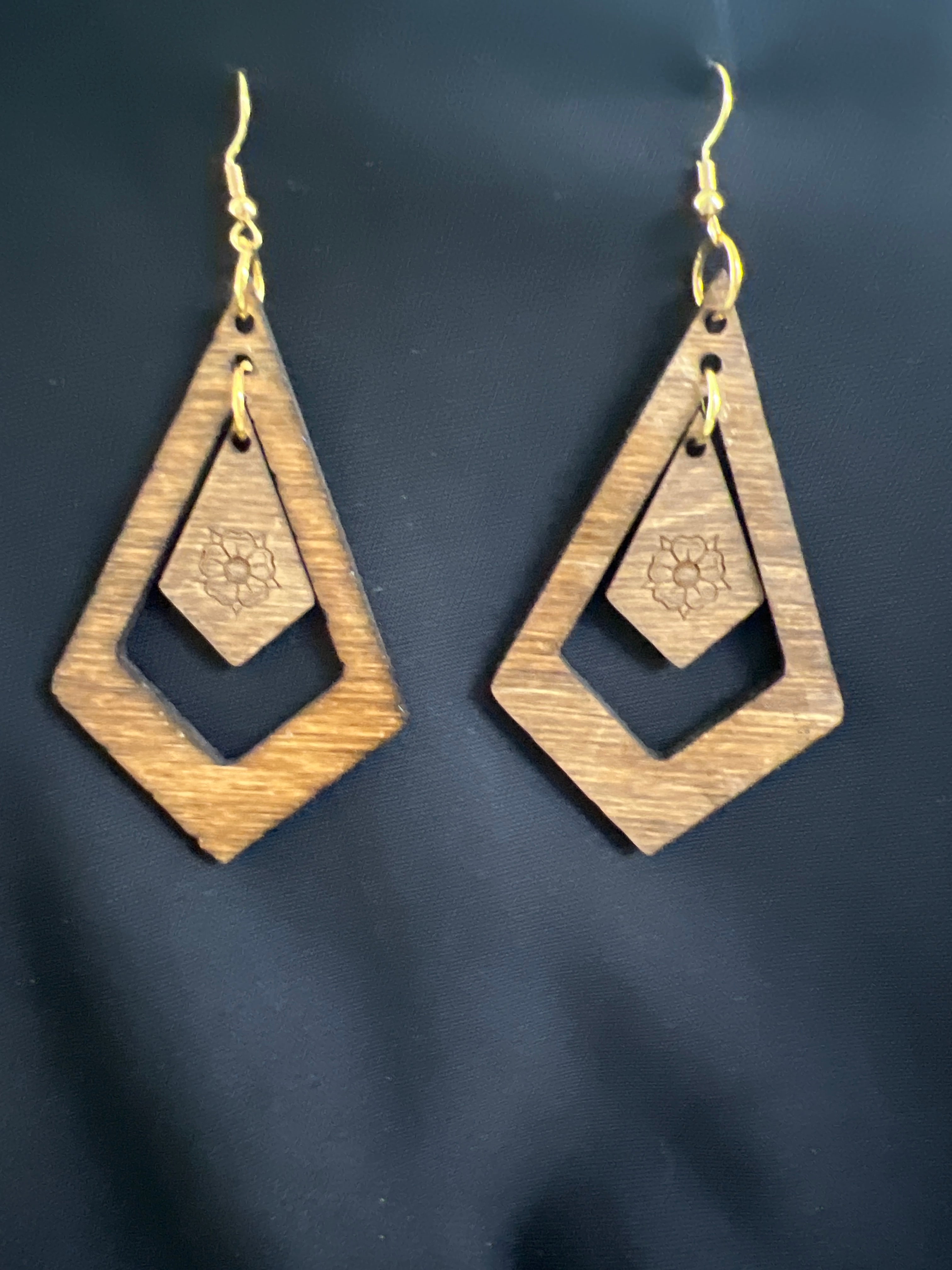 Wooden Engraved Natural Dangle Earring - Unique Style
