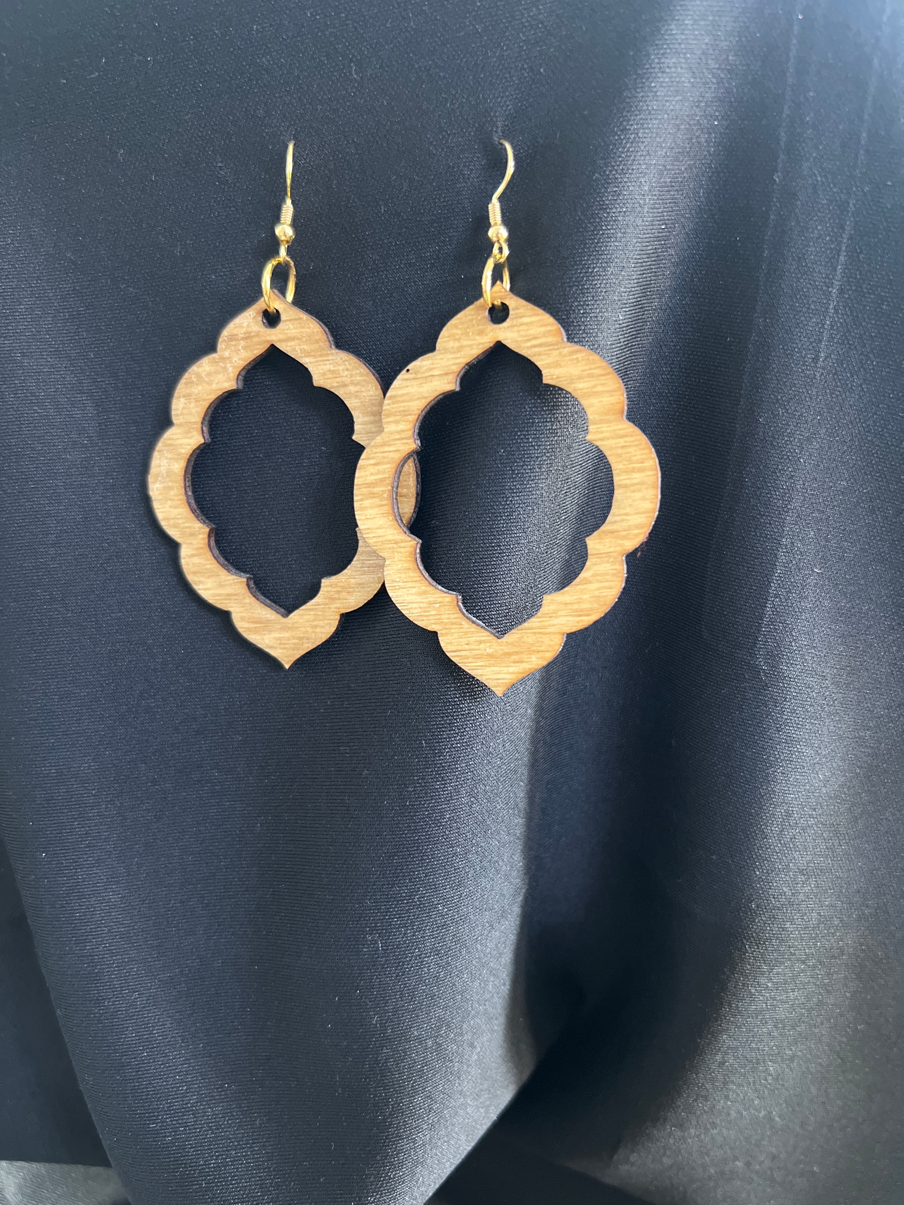 Wood Hand Painted Engraved All Natural Dangle Earrings - Unique Style